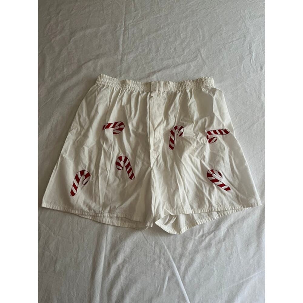 All Cotton Boxers White with Candy Canes Size 36 L NWOT